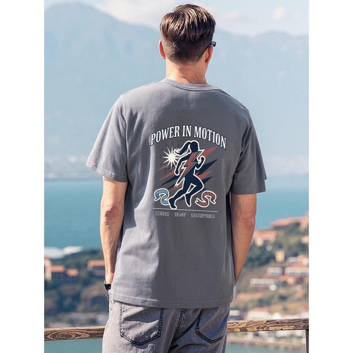 Power in Motion Running Graphic Streetwear T-Shirt