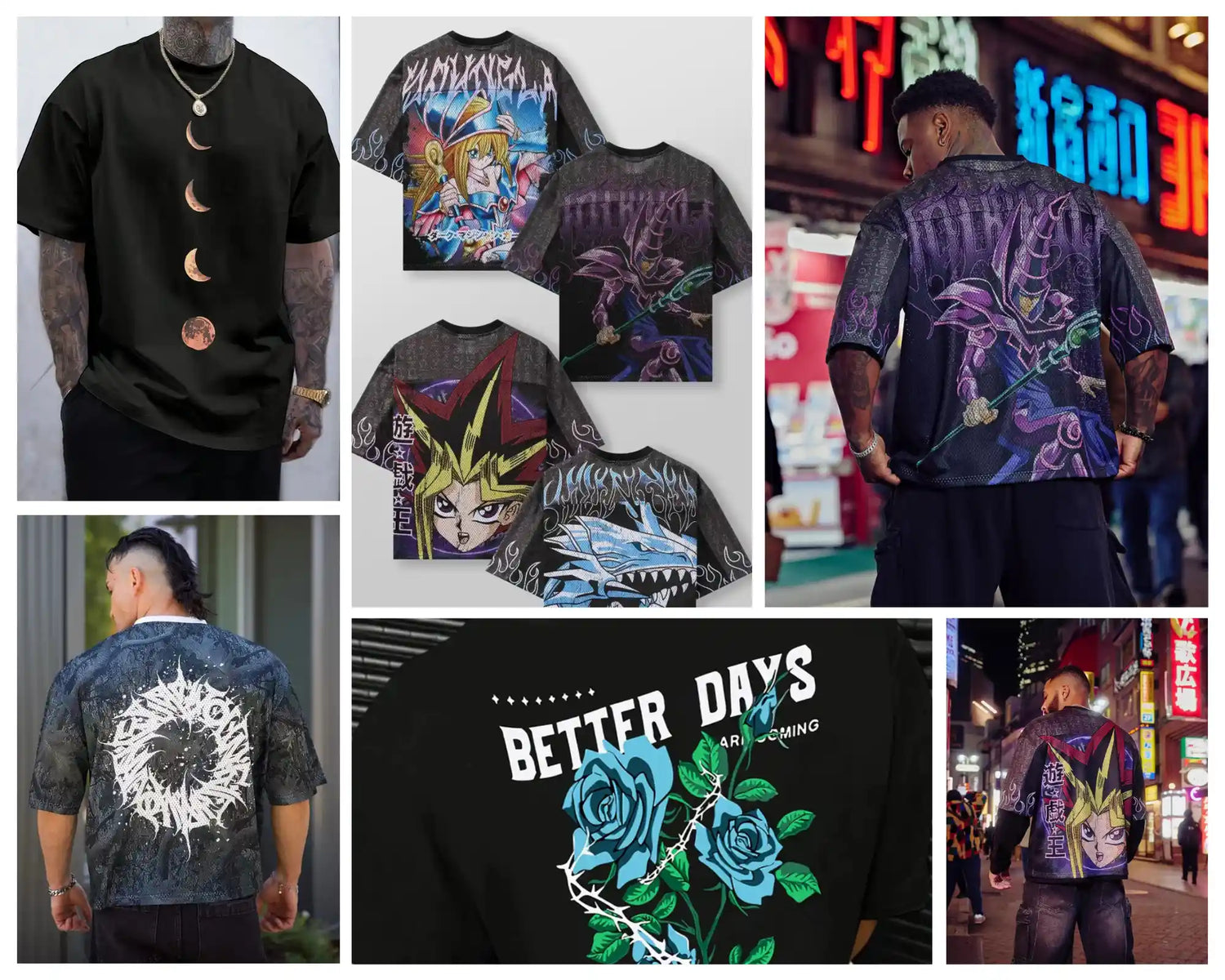 oversized graphic tees - collage image