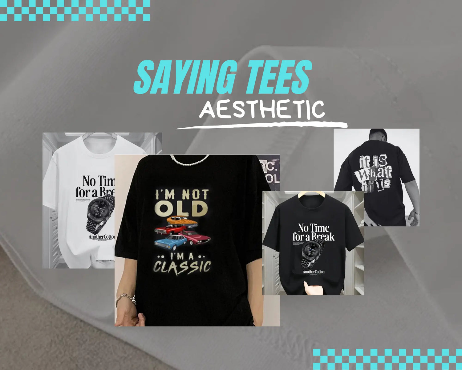 4 types of Saying tees in a collage image