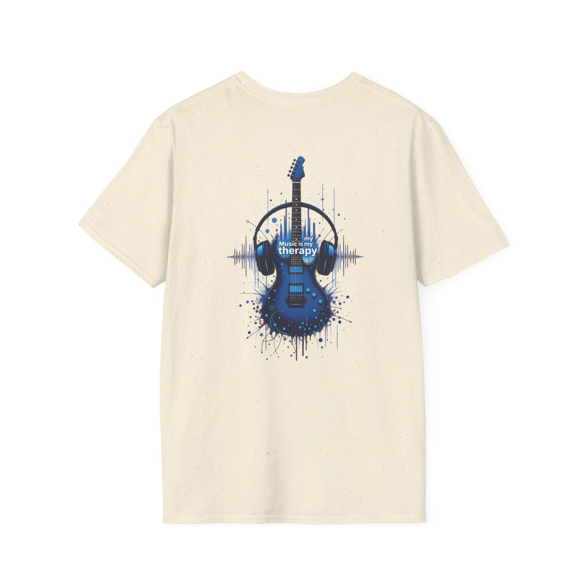 Guitar Therapy T-Shirt — Blue Electric Guitar & Headphones Music Tee