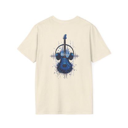 Guitar Therapy T-Shirt — Blue Electric Guitar & Headphones Music Tee
