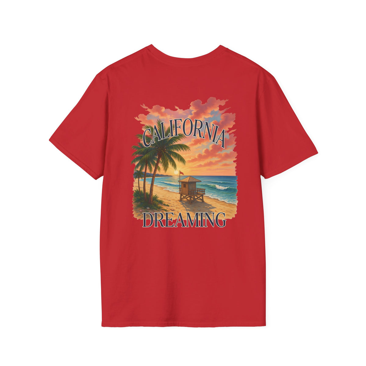 California Dreaming Beach T-Shirt — Sunset Palm Tree Graphic Tee
