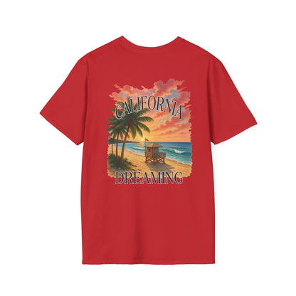 California Dreaming Beach T-Shirt — Sunset Palm Tree Graphic Tee
