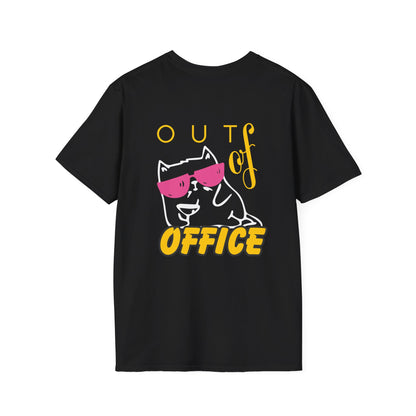 Out of Office Cat T-Shirt — Relaxed Vacation Tee with Sunglasses Graphic