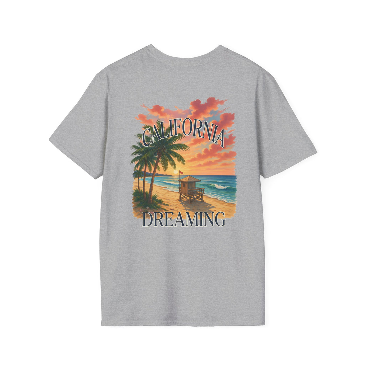 California Dreaming Beach T-Shirt — Sunset Palm Tree Graphic Tee