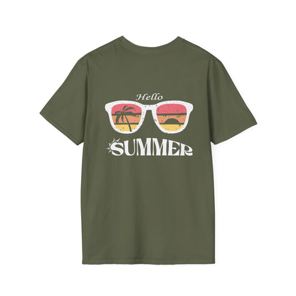 Hello Summer T-Shirt — Sunglasses Sunset Beach Graphic Tee