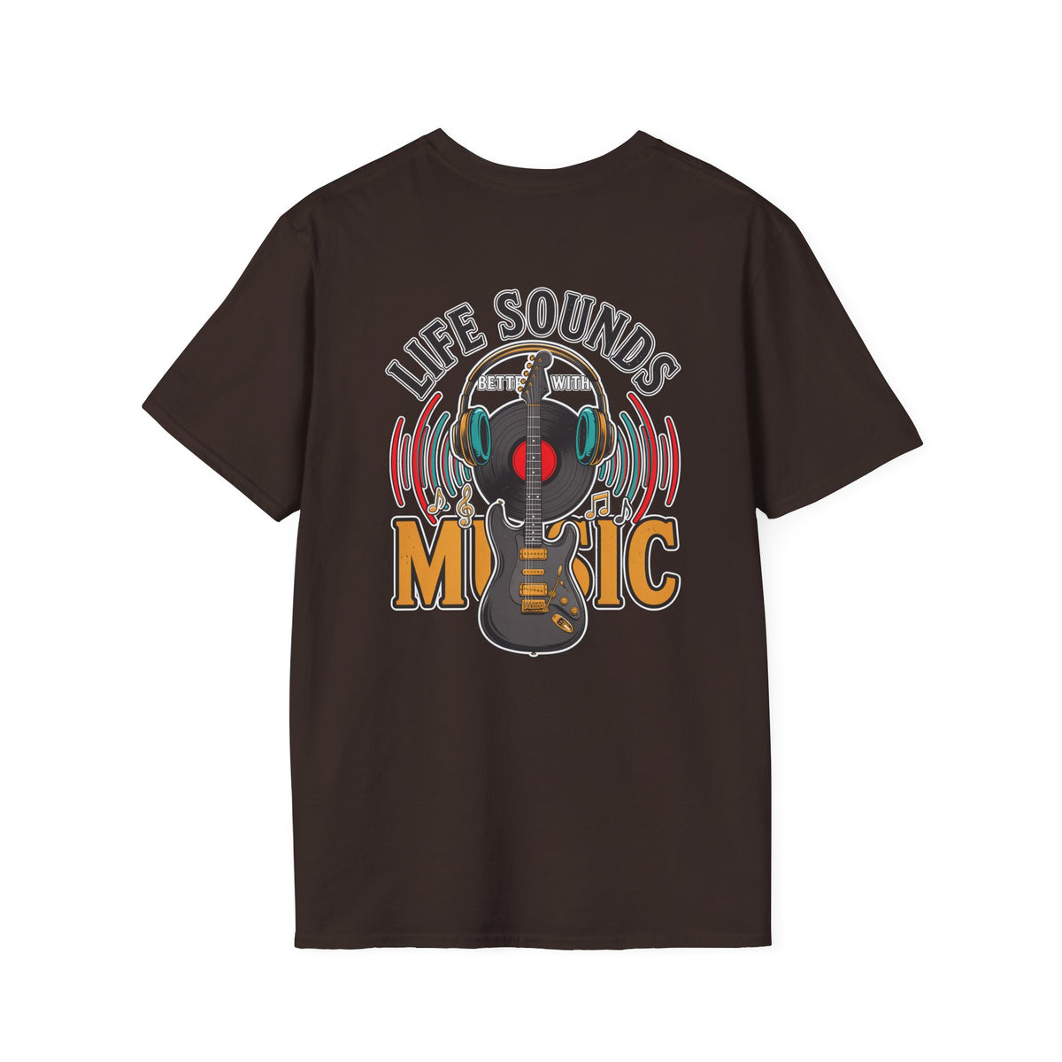Life Sounds Music T-Shirt – Guitar & Headphones Retro Music Tee