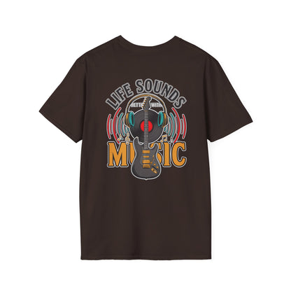 Life Sounds Music T-Shirt – Guitar & Headphones Retro Music Tee