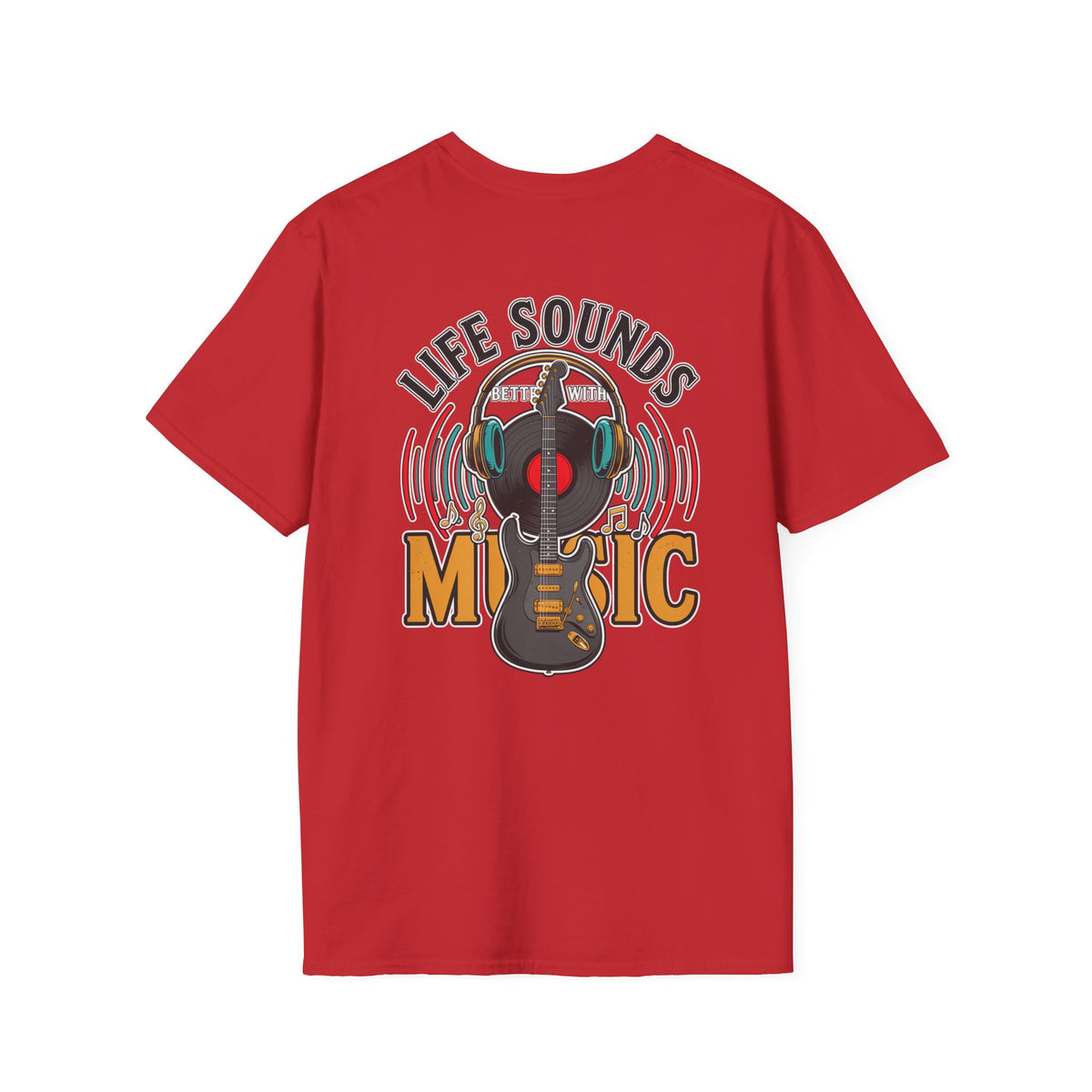 Life Sounds Music T-Shirt – Guitar & Headphones Retro Music Tee