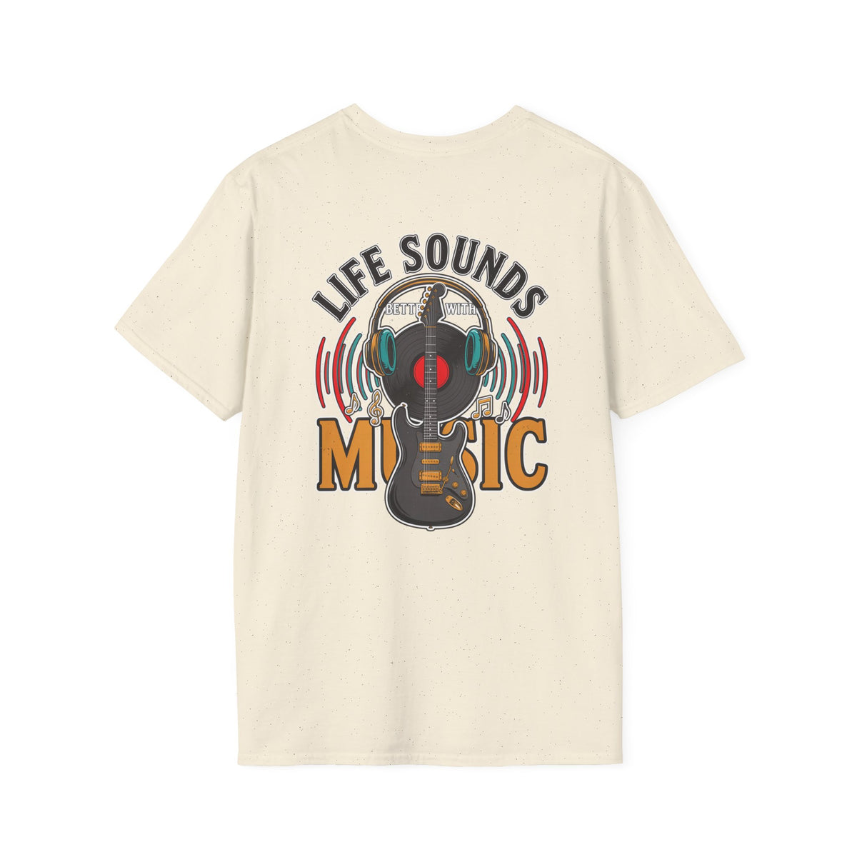 Life Sounds Music T-Shirt – Guitar & Headphones Retro Music Tee