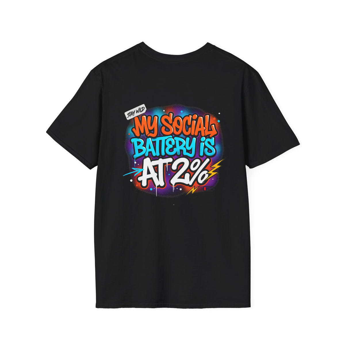 T-Shirt — "My Social Battery Is At 2%" Graphic Tee