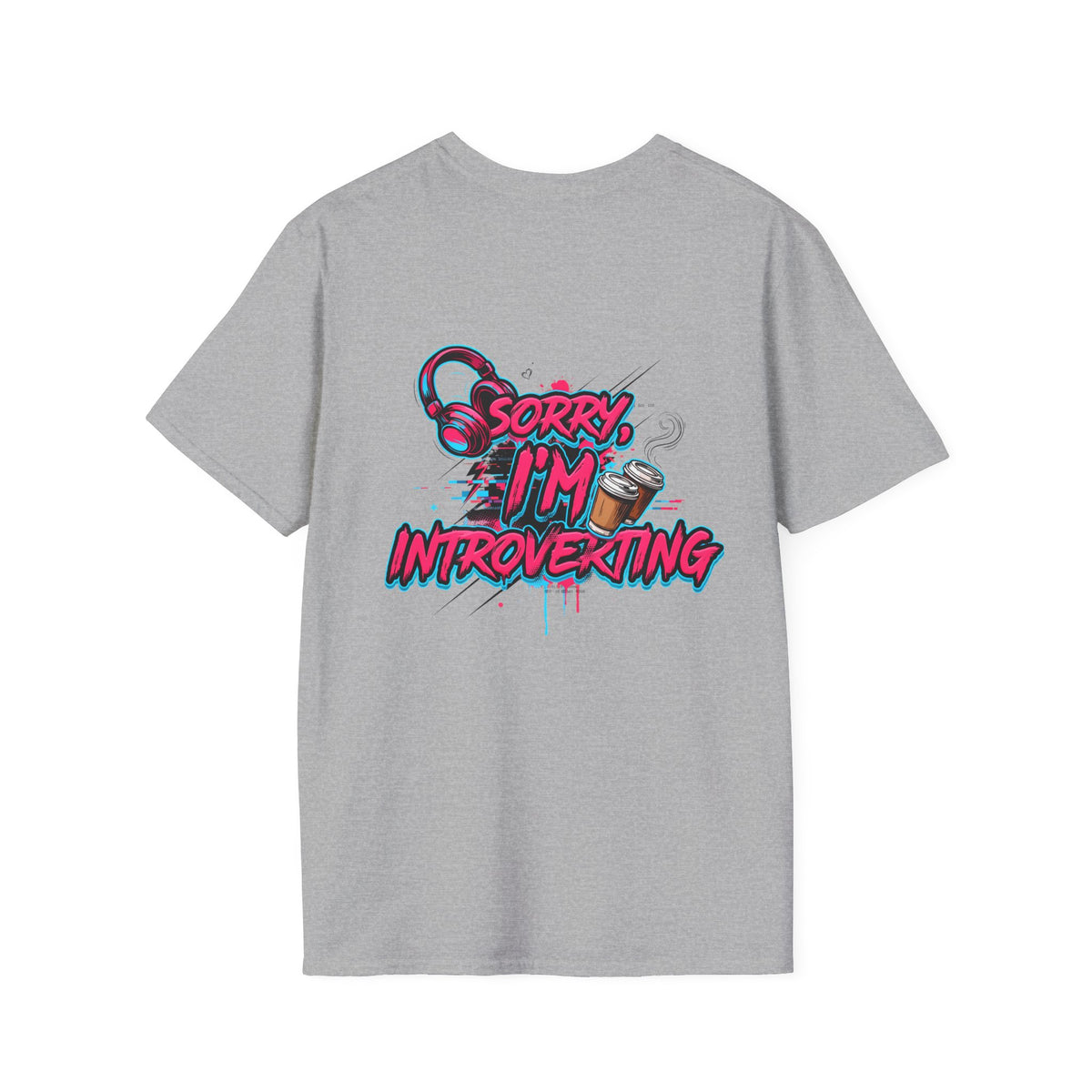 Introvert T-Shirt – "Sorry I'm Introverting" Graphic Tee with Headphones & Coffee