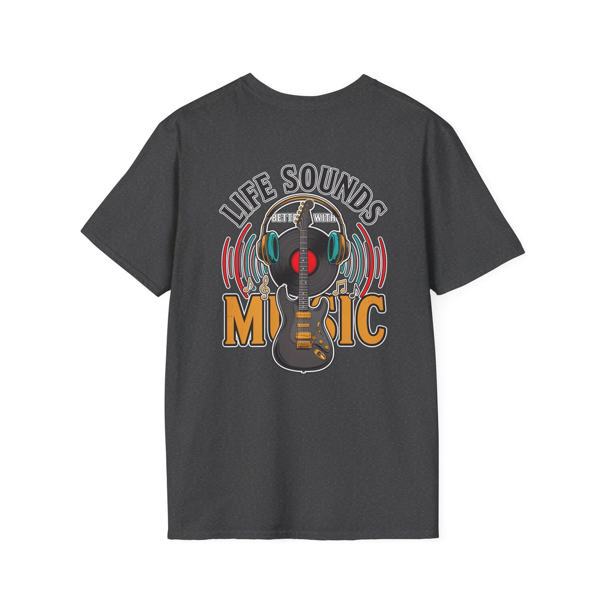 Life Sounds Music T-Shirt – Guitar & Headphones Retro Music Tee