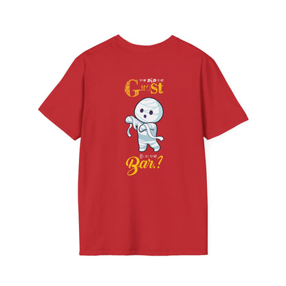 Why Did Ghost Go the Bar? Cute Ghost Graphic Tee — Funny Halloween Shirt