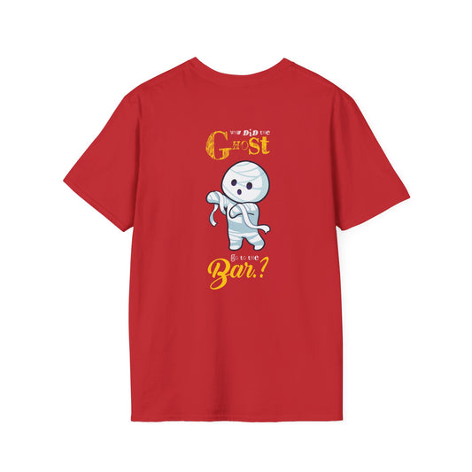 Why Did Ghost Go the Bar? Cute Ghost Graphic Tee — Funny Halloween Shirt