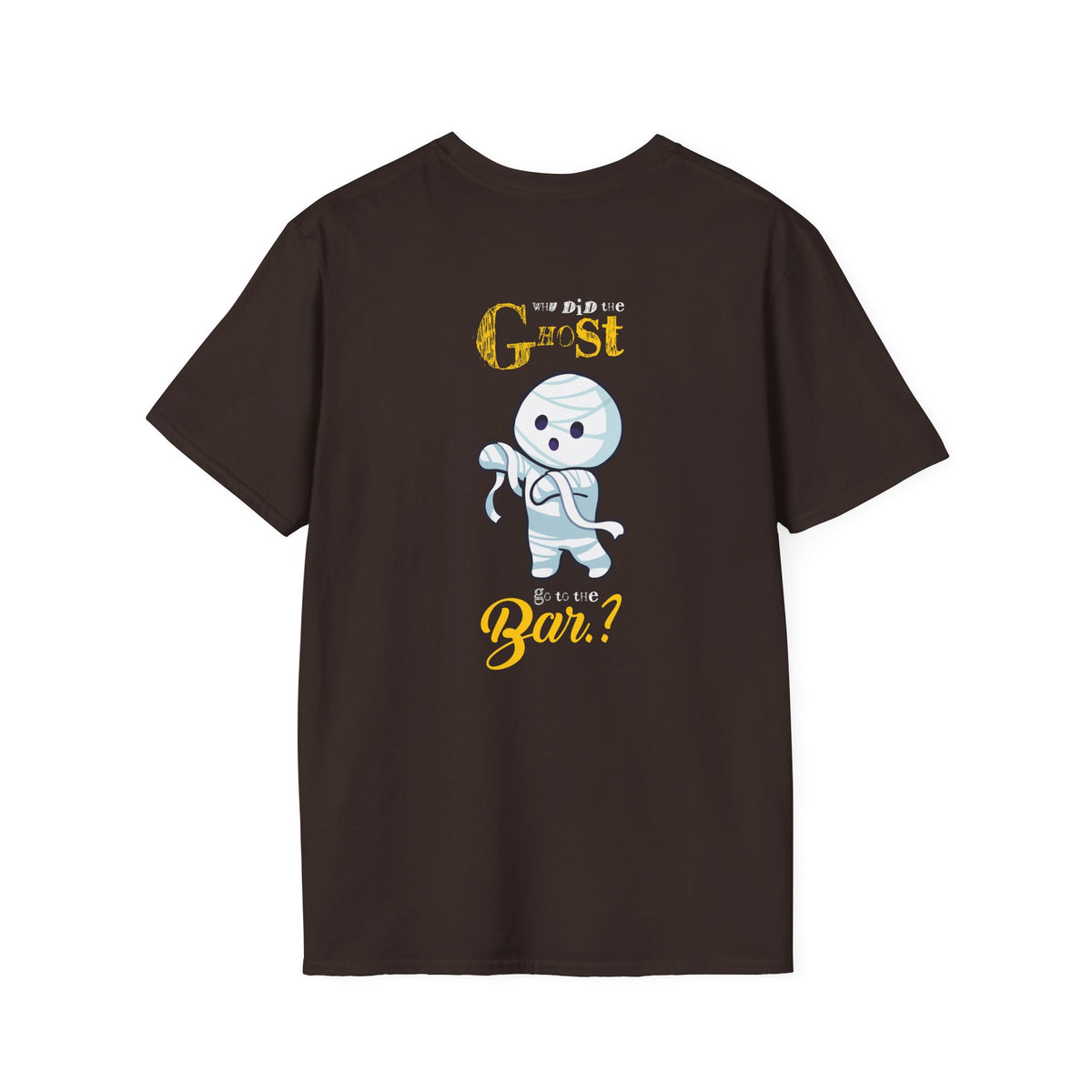 Why Did Ghost Go the Bar? Cute Ghost Graphic Tee — Funny Halloween Shirt