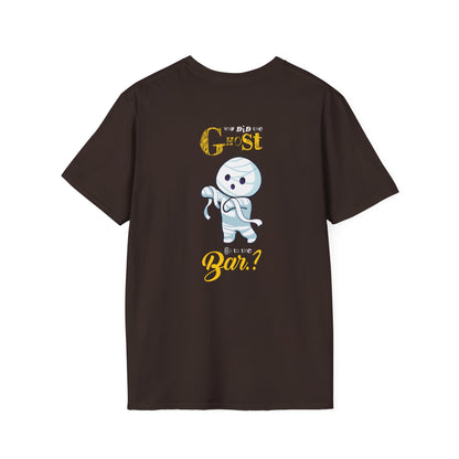 Why Did Ghost Go the Bar? Cute Ghost Graphic Tee — Funny Halloween Shirt