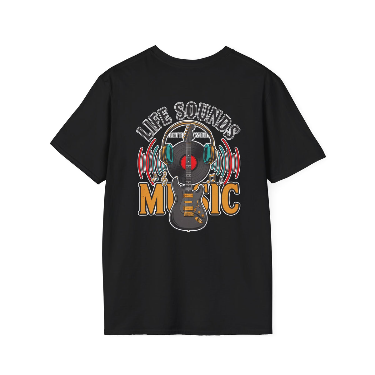 Life Sounds Music T-Shirt – Guitar & Headphones Retro Music Tee
