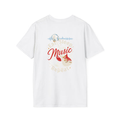 Music Lover T-Shirt — "Eat. Sleep. Music. Repeat." Graphic Tee