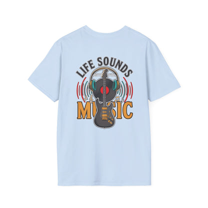 Life Sounds Music T-Shirt – Guitar & Headphones Retro Music Tee