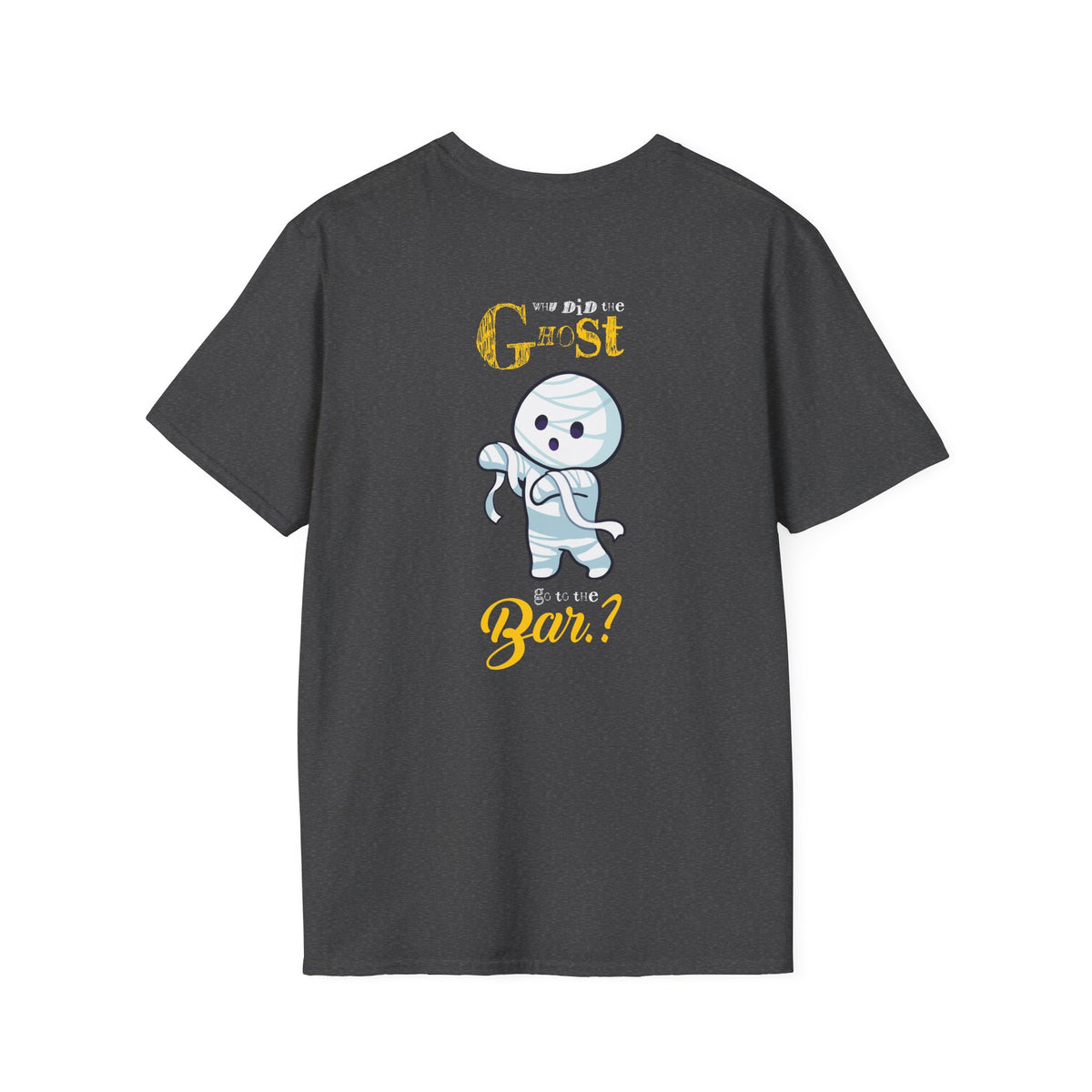 Why Did Ghost Go the Bar? Cute Ghost Graphic Tee — Funny Halloween Shirt
