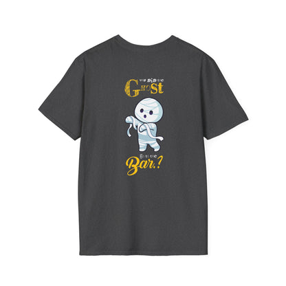 Why Did Ghost Go the Bar? Cute Ghost Graphic Tee — Funny Halloween Shirt