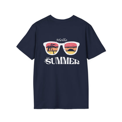 Hello Summer T-Shirt — Sunglasses Sunset Beach Graphic Tee