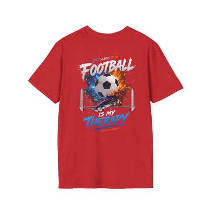 Soccer Therapy T-Shirt — Football Graphic Tee with 'Therapy' Design