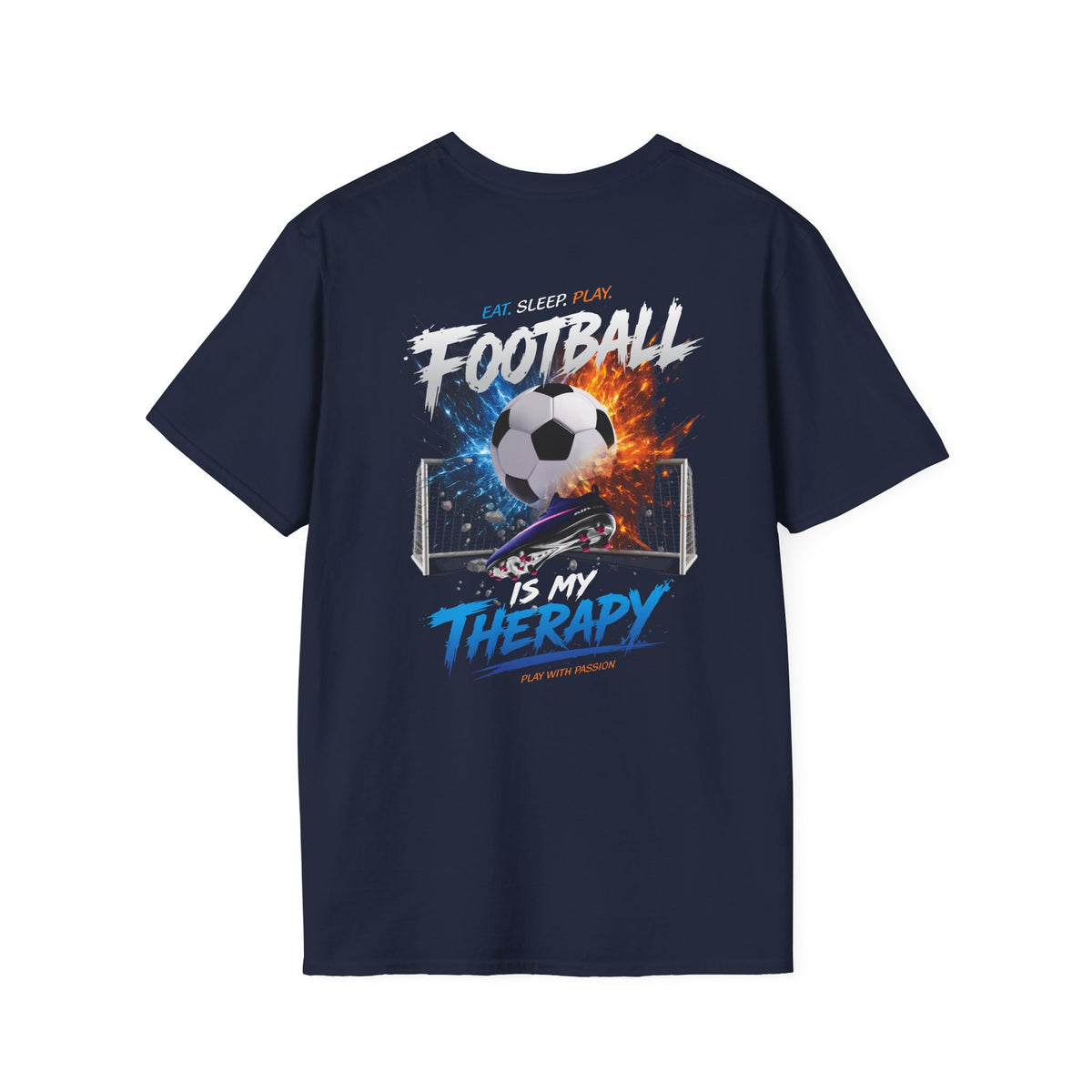 Soccer Therapy T-Shirt — Football Graphic Tee with 'Therapy' Design