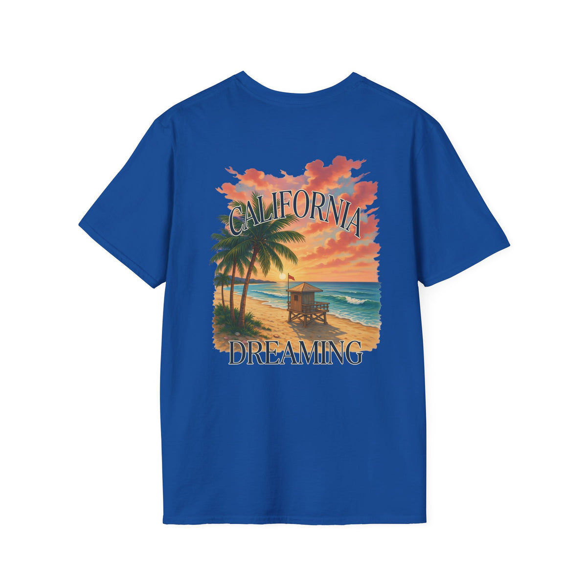 California Dreaming Beach T-Shirt — Sunset Palm Tree Graphic Tee