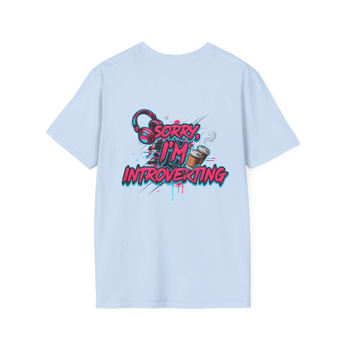 Introvert T-Shirt – "Sorry I'm Introverting" Graphic Tee with Headphones & Coffee