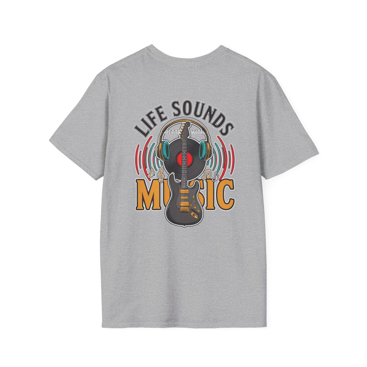 Life Sounds Music T-Shirt – Guitar & Headphones Retro Music Tee