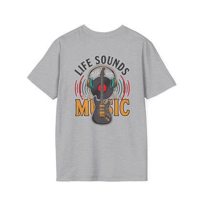 Life Sounds Music T-Shirt – Guitar & Headphones Retro Music Tee