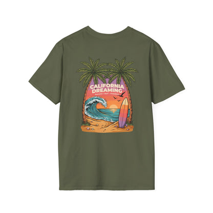 California Dreaming Surf T-Shirt — Retro Palm Beach Sunset Tee