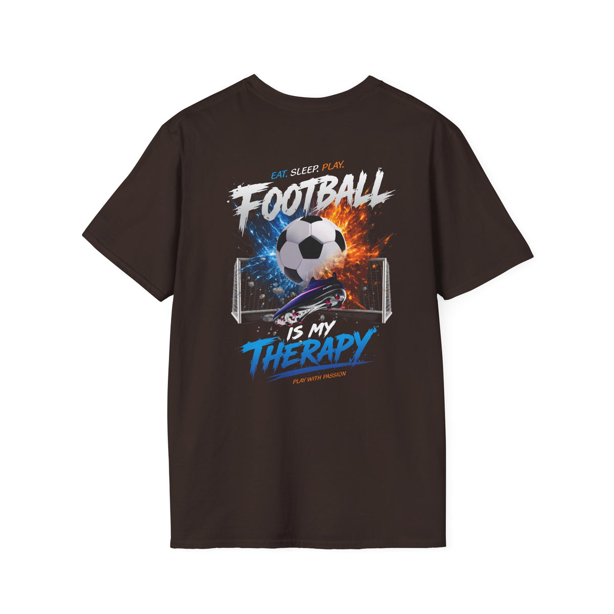 Soccer Therapy T-Shirt — Football Graphic Tee with 'Therapy' Design