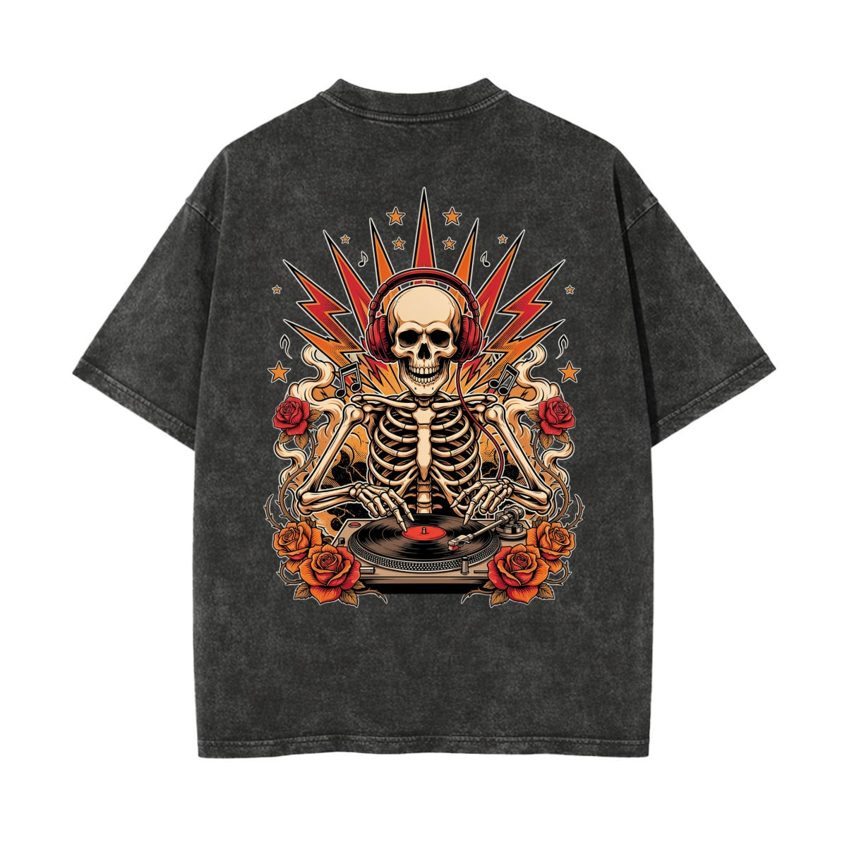 Skeleton DJ T Shirt | Gothic Music Graphic Tee