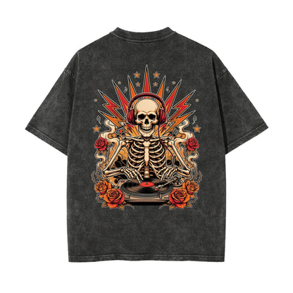 Skeleton DJ T Shirt | Gothic Music Graphic Tee