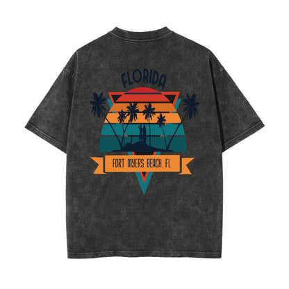 Unisex Heavyweight Washed T-shirt Printed in USA|250GSM Cotton DTG  Double-sided