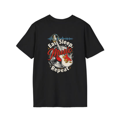 Music Lover T-Shirt — "Eat. Sleep. Music. Repeat." Graphic Tee
