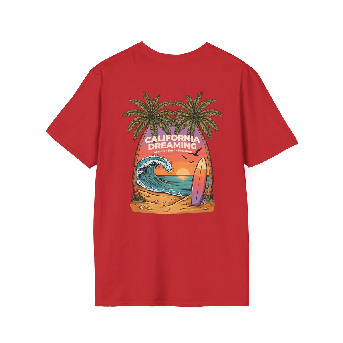 California Dreaming Surf T-Shirt — Retro Palm Beach Sunset Tee