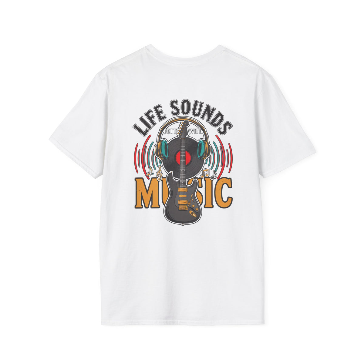 Life Sounds Music T-Shirt – Guitar & Headphones Retro Music Tee