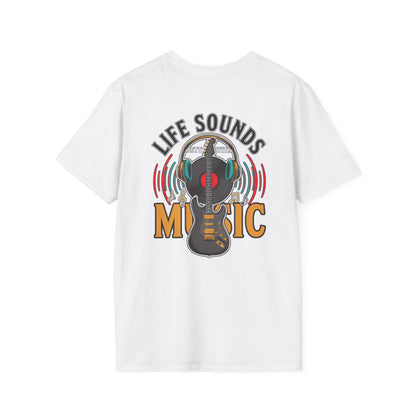 Life Sounds Music T-Shirt – Guitar & Headphones Retro Music Tee