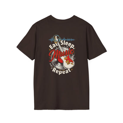 Music Lover T-Shirt — "Eat. Sleep. Music. Repeat." Graphic Tee