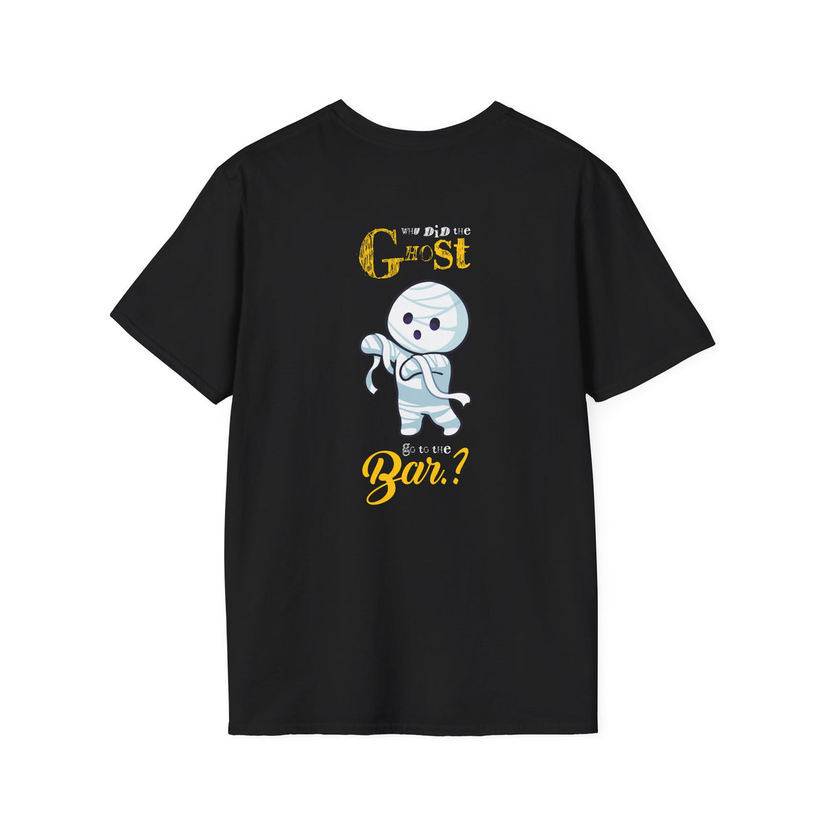 Why Did Ghost Go the Bar? Cute Ghost Graphic Tee — Funny Halloween Shirt