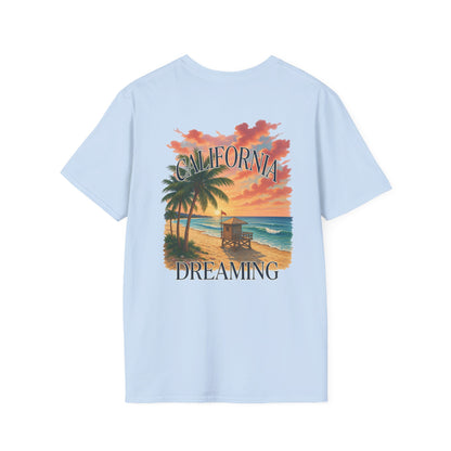 California Dreaming Beach T-Shirt — Sunset Palm Tree Graphic Tee