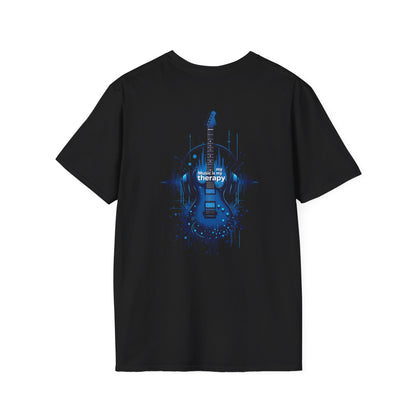 Guitar Therapy T-Shirt — Blue Electric Guitar & Headphones Music Tee