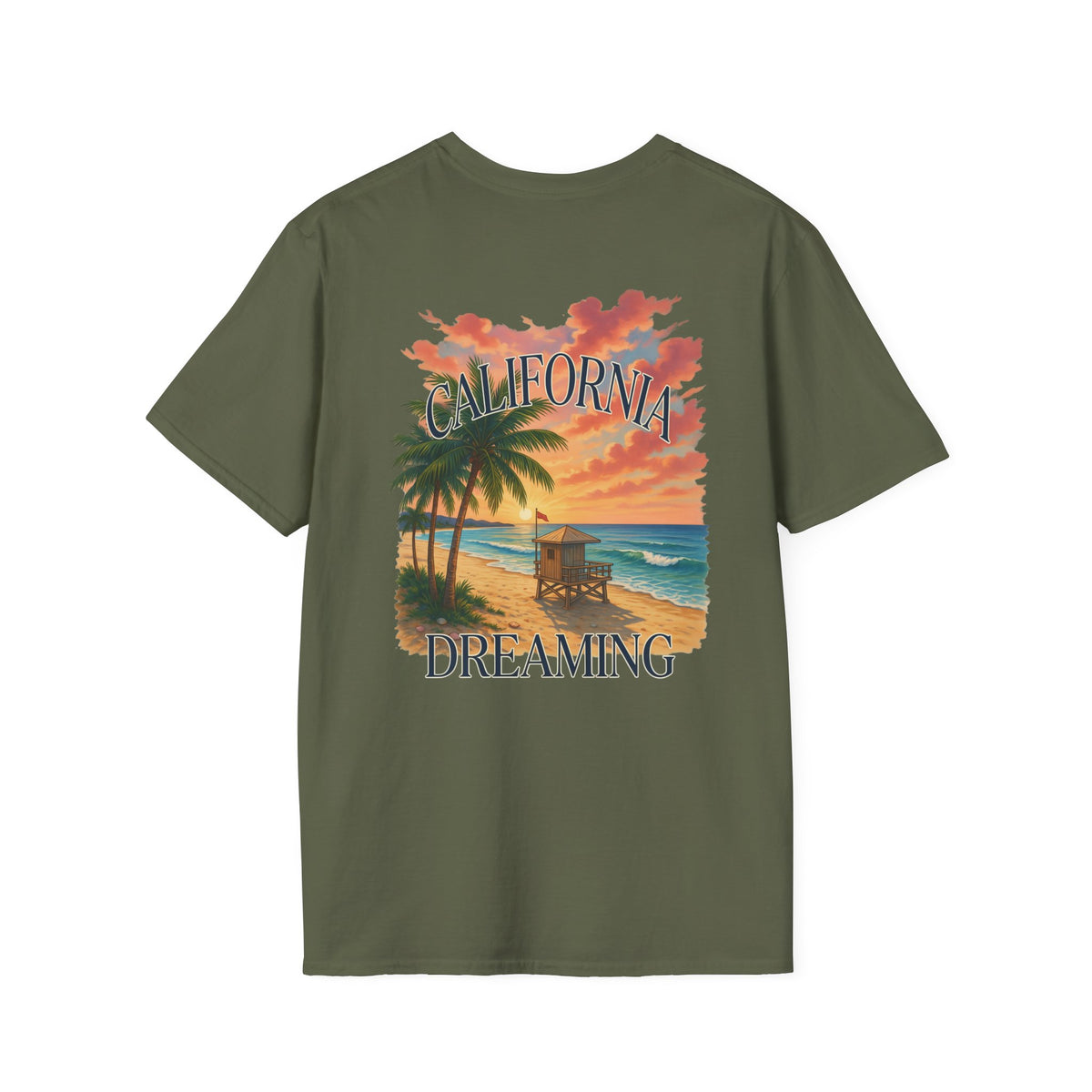 California Dreaming Beach T-Shirt — Sunset Palm Tree Graphic Tee