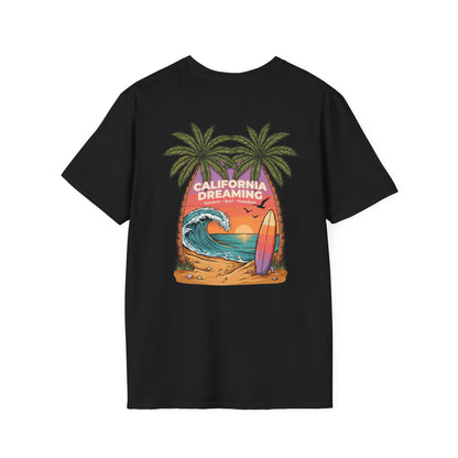 California Dreaming Surf T-Shirt — Retro Palm Beach Sunset Tee