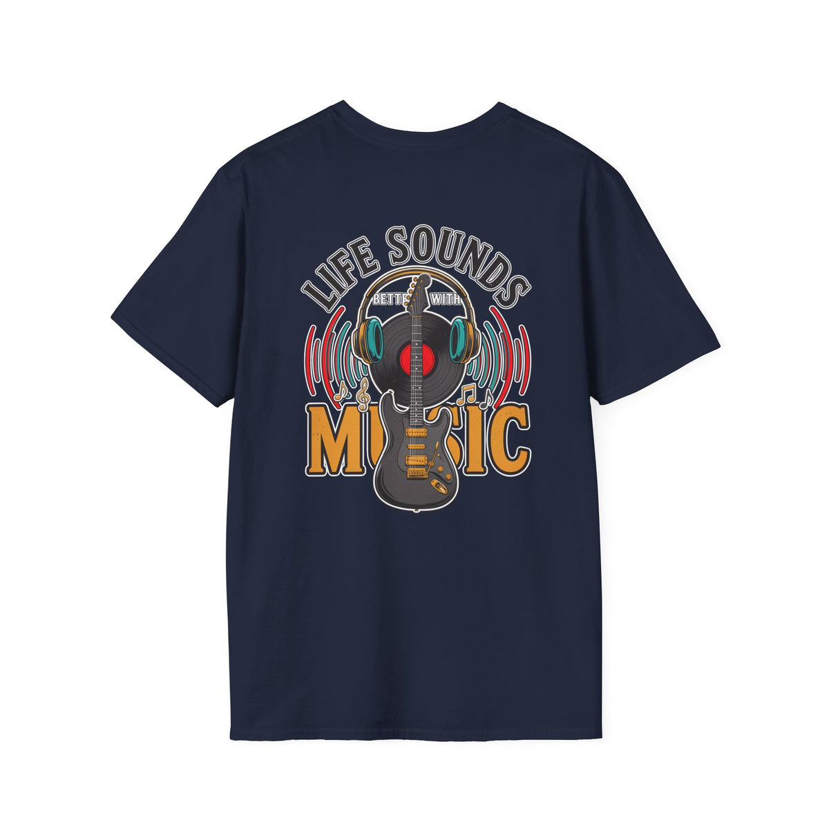 Life Sounds Music T-Shirt – Guitar & Headphones Retro Music Tee