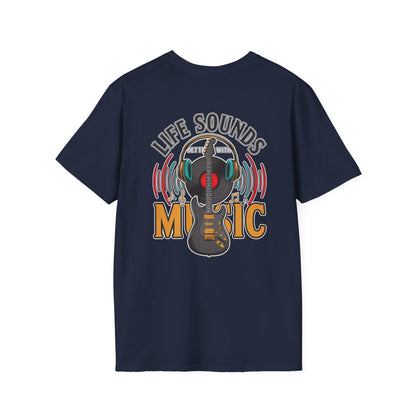Life Sounds Music T-Shirt – Guitar & Headphones Retro Music Tee